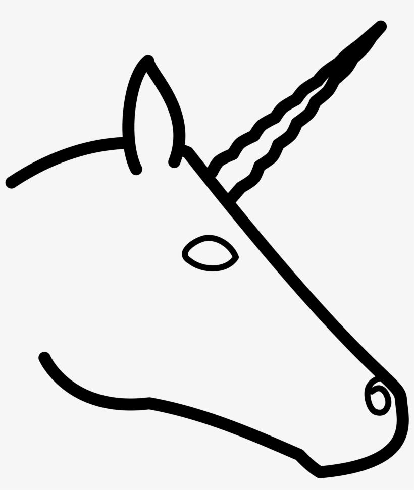 Clip Art Black And White Library Profile Big Image - Draw A Unicorn Head Easy, transparent png #220579