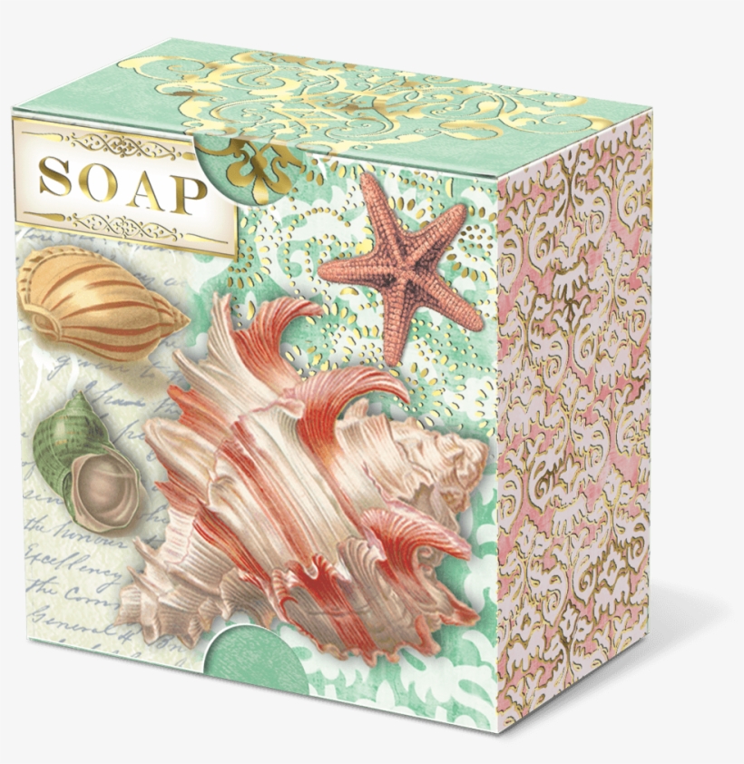 Seashells Paper-wrapped Boxed Soap - Punch Studios Ocean Green Tea Gift Soap, transparent png #220856