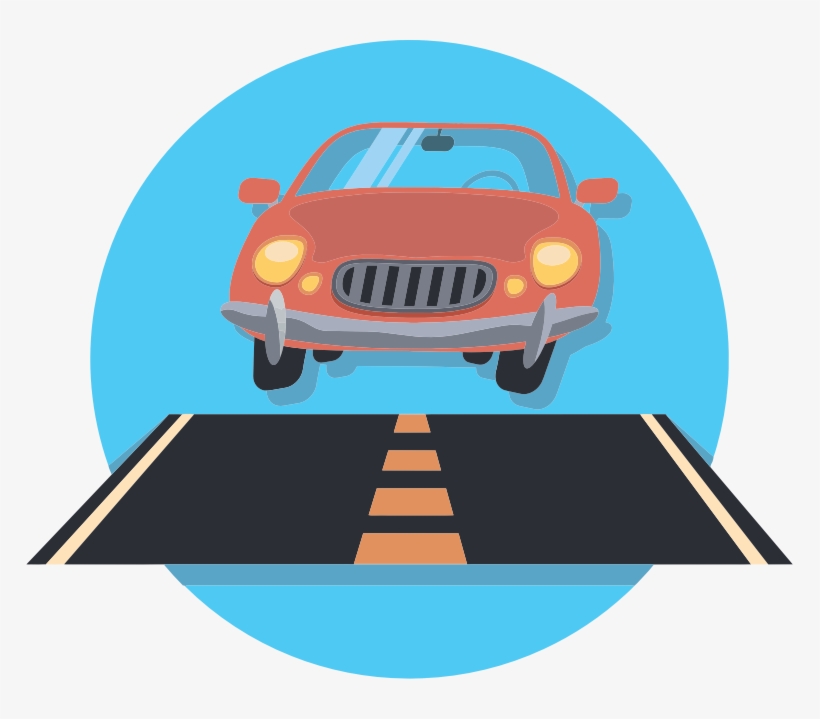 Car And Road Icon Graphic Free Download - Car On Road Clip Art, transparent png #220979