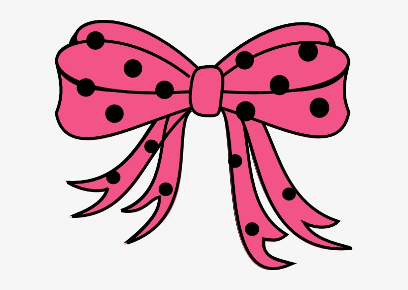 Dots Clipart Black Hair Bow - Pink And Black Polka Dots Bow, transparent png #222219