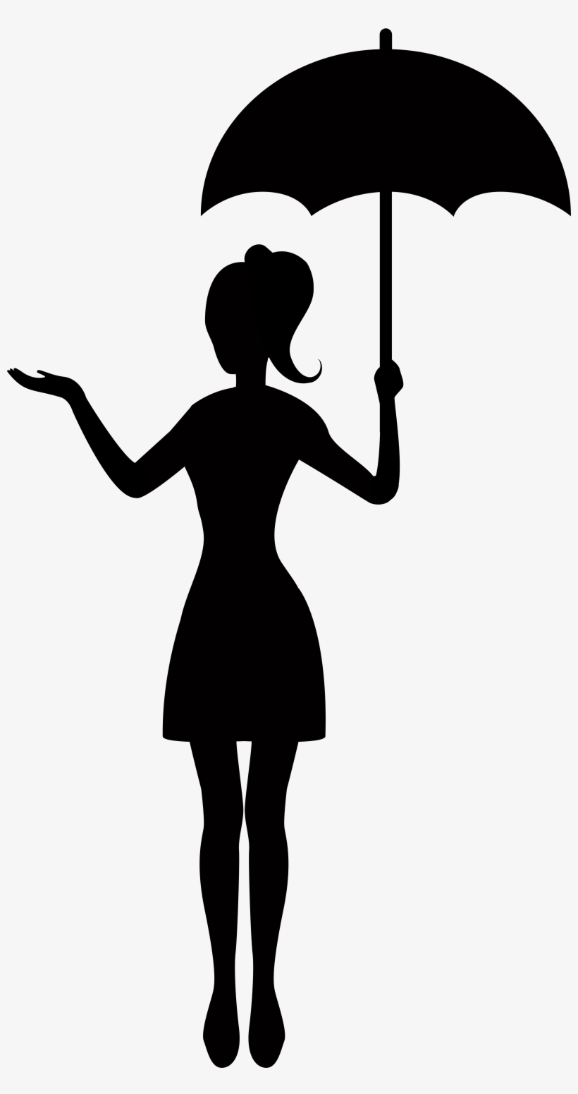 Girl With Umbrella Silhouette Png Clip Art - Black Silhouette With Umbrella, transparent png #222529