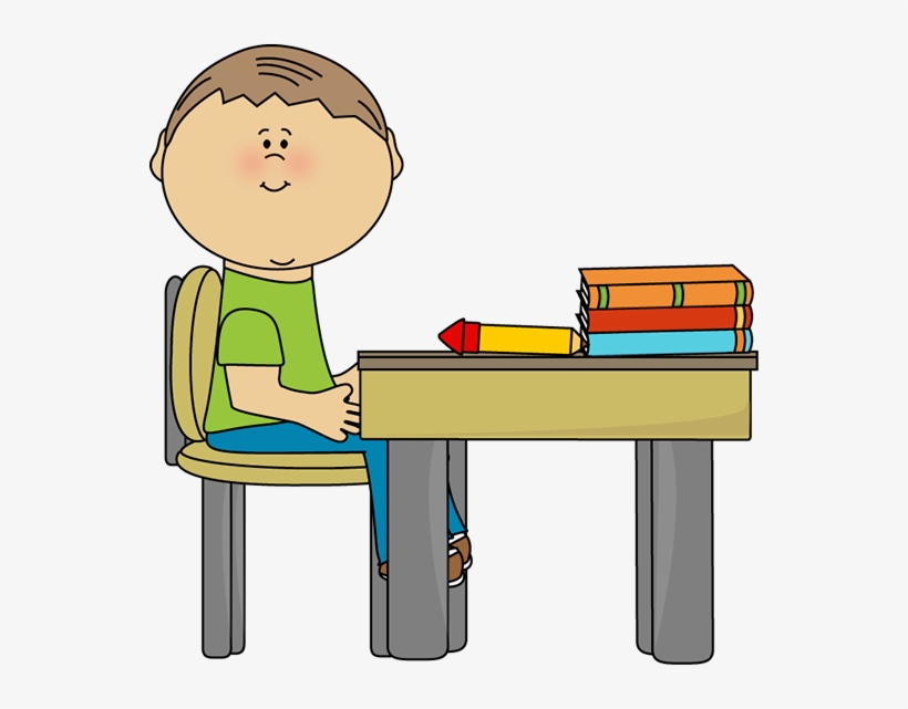 Classroom Desk Cliparts - Student Sitting At Desk Clipart, transparent png #224120