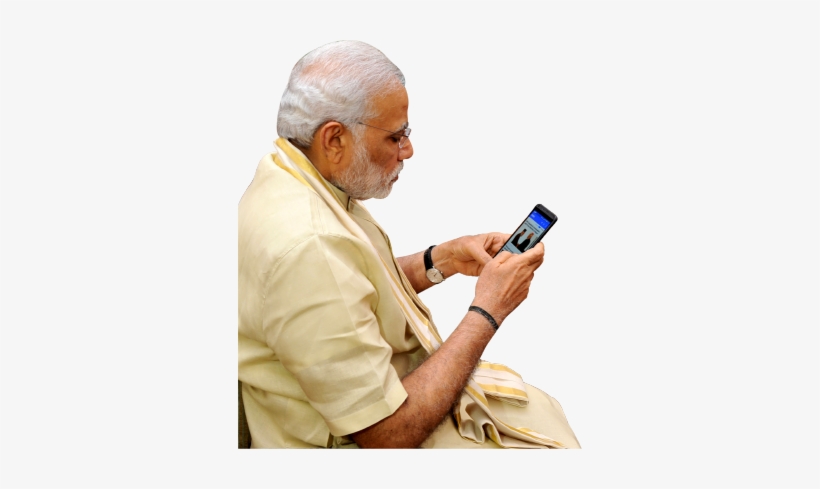 Narendramodi - Narendra Modi With Mobile Phone, transparent png #224697