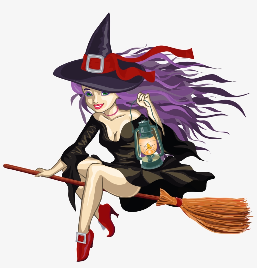 Cute Witch On A Broom, transparent png #224718