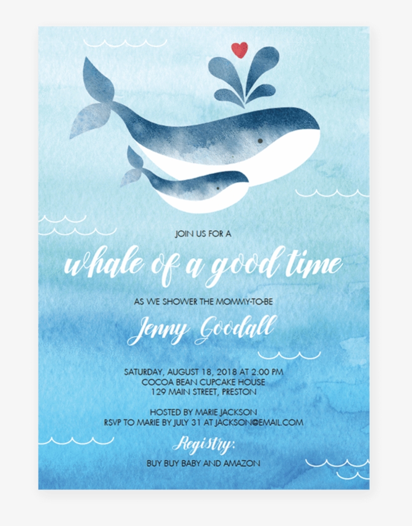 Whale Baby Shower Invitation Template By Littlesizzle - Gender Neutral Whale Baby Shower Invites, transparent png #225390