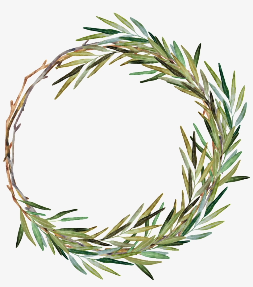 Hand Painted Weed Grass Ring Png Transparent - Watercolor Rosemary Wreath, transparent png #225697