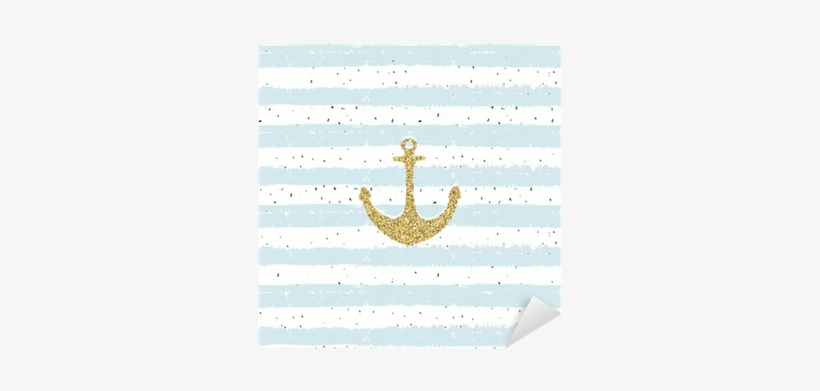 Gold Glitter Anchor On Striped Repeat B Scribble Background - Drawing, transparent png #226150