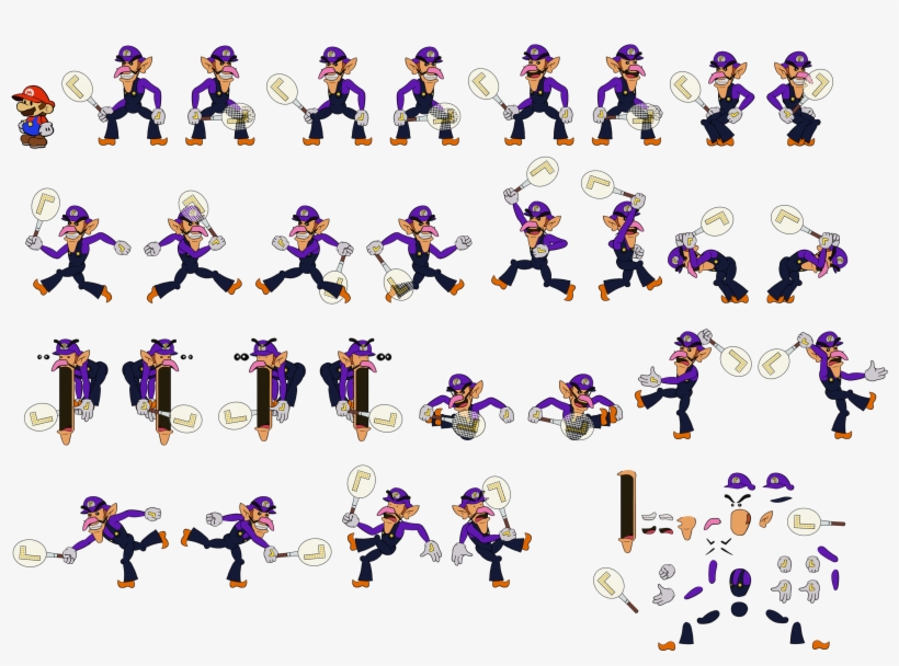 Click For Full Sized Image Waluigi (paper Mario Style) - Waluigi Tennis, transparent png #226218