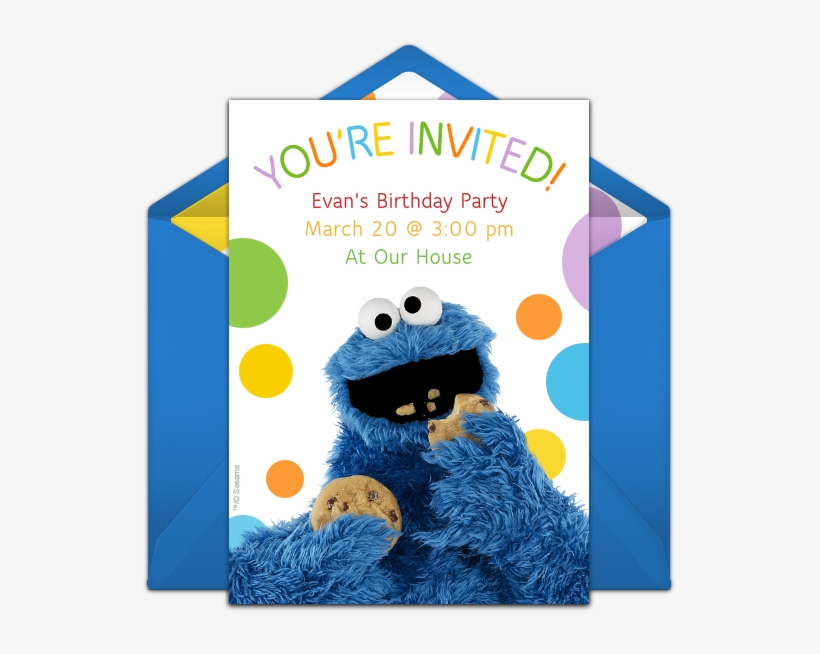 Cookie Monster Online Invitation - Cookie Monster Png, transparent png #226863