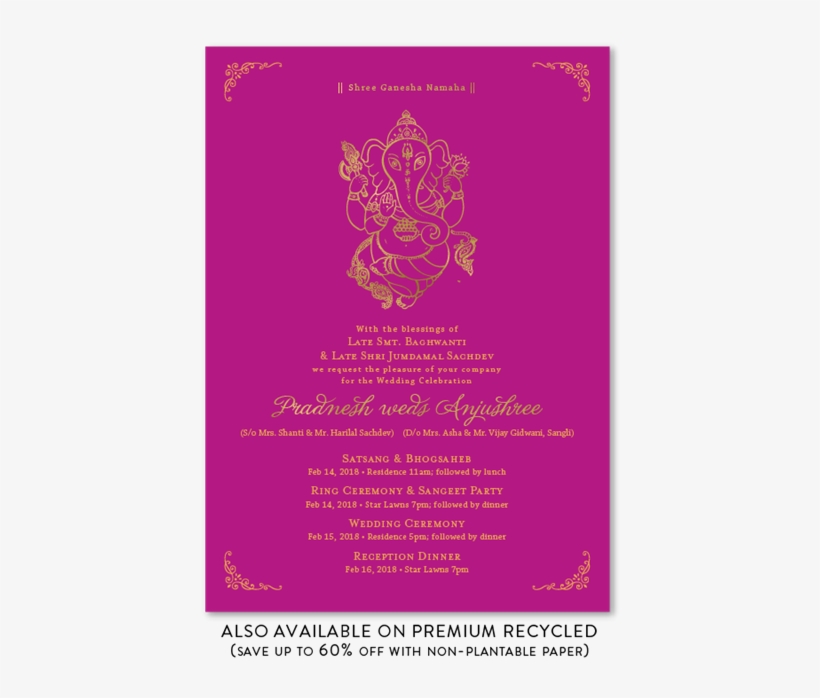 Ganesh Quotes For Wedding Invitations, transparent png #226986