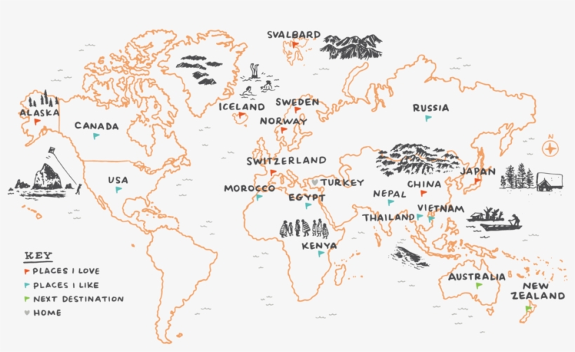 Kat Marshello Bizarre Journeys Travel World Map - Blank Map Of The World, transparent png #227740