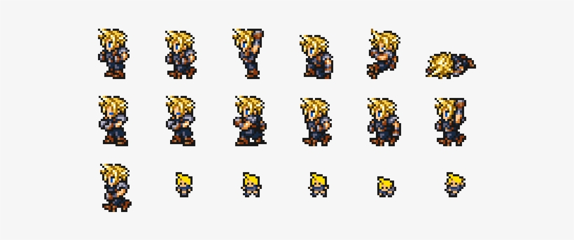 16-bit Cloud Strife - Final Fantasy Vii Sprites, transparent png #228555