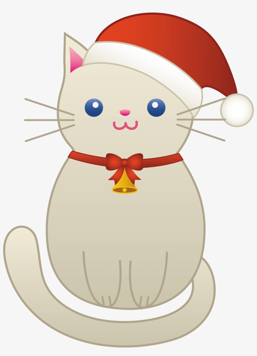Kittens Clipart Christmas Santa Cute Christmas Cat Cartoon Free Transparent Png Download Pngkey