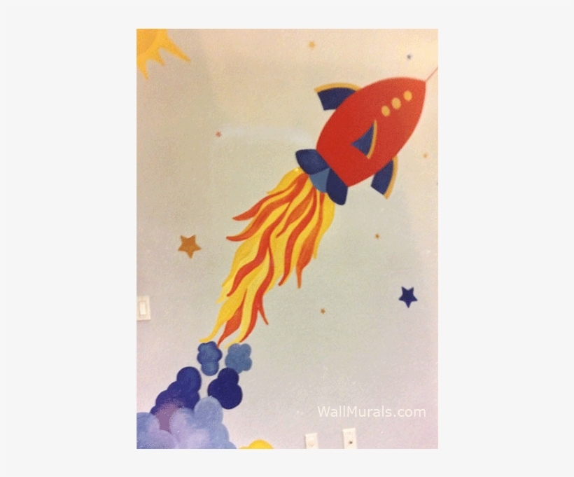 Space Mural With Rocket - Art, transparent png #229402