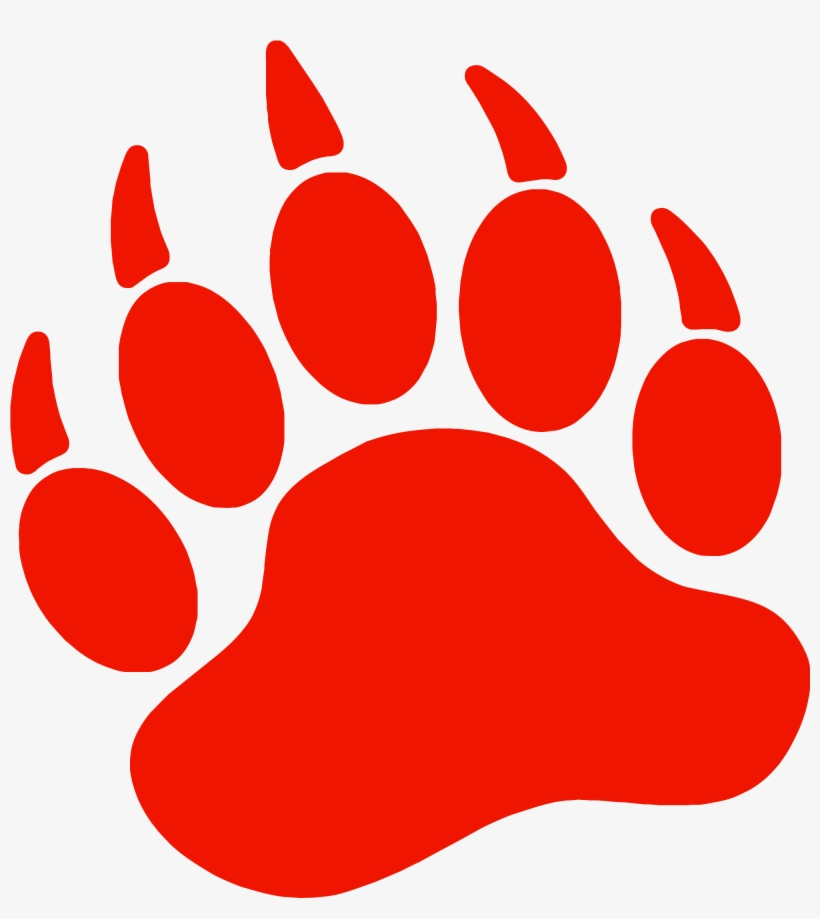 Bear Paw Dog Printing Clip Art - Red Bear Paw Print, transparent png #2200511