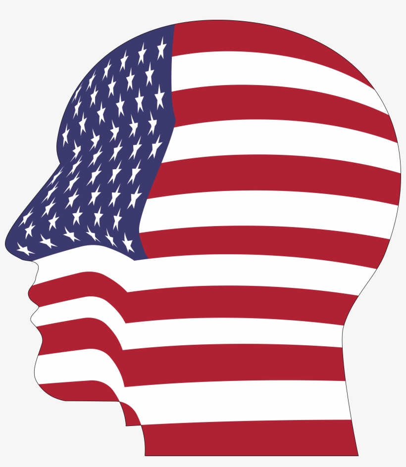 Free Clipart Of A Profiled Head With An American Flag - American Flag Head, transparent png #2202801