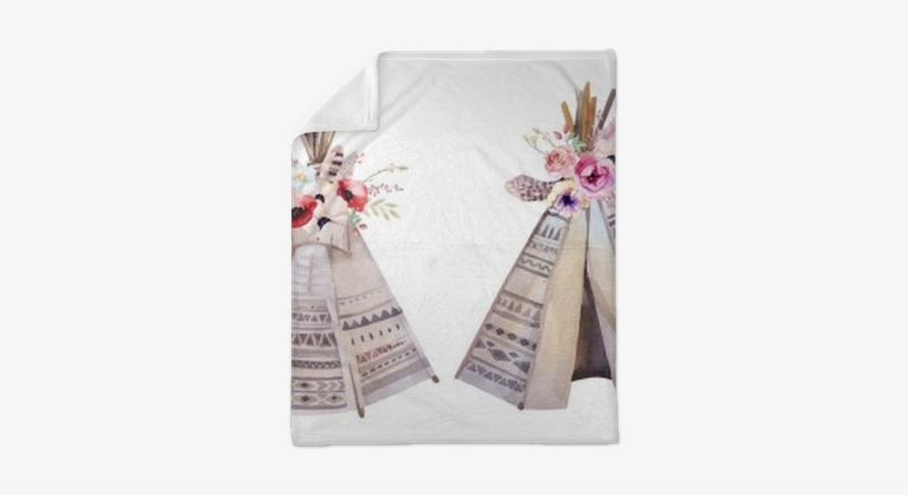 Handdrawn Watercolor Tribal Teepee, Isolated White - Watercolor Boho, transparent png #2203793
