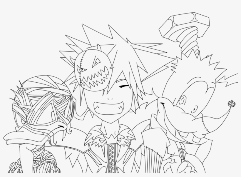 Clipart Library Kingdom Hearts Halloween Lineart By - Kingdom Hearts Halloween Drawing, transparent png #2204125