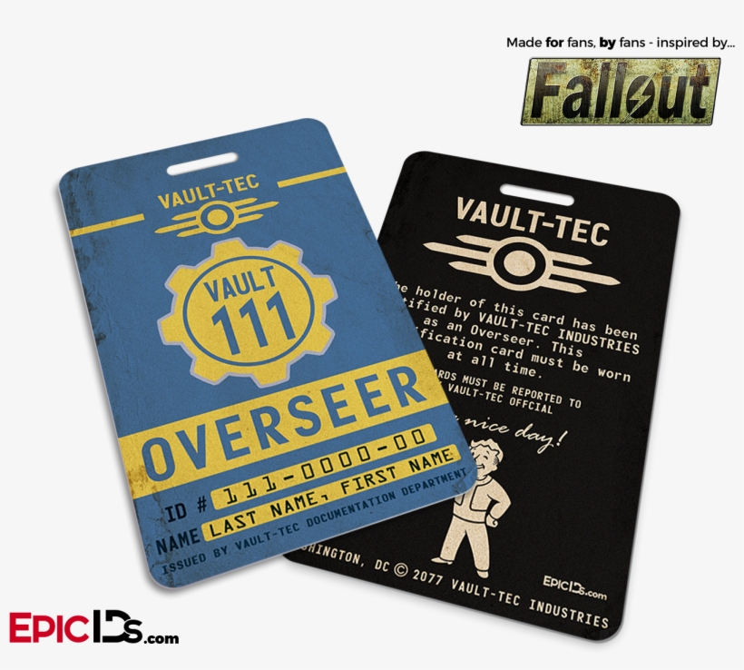 Overseer 'fallout' Cosplay Vault Id Badge [personalized], transparent png #2204350
