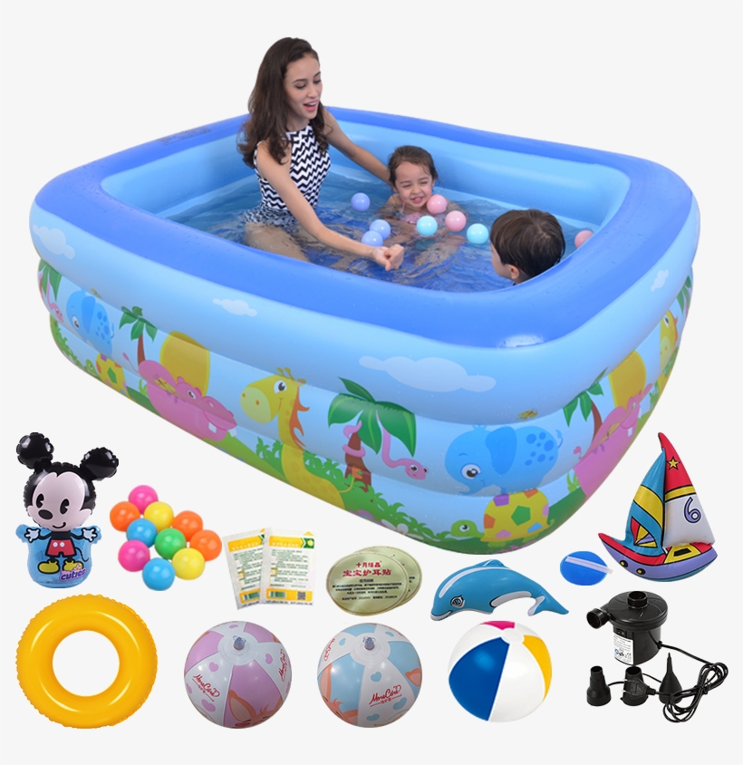 Baby Care Child Swimming Pool Rectangular Inflatable - Wehncke Elektro Luftpumpe 230 V, transparent png #2204587