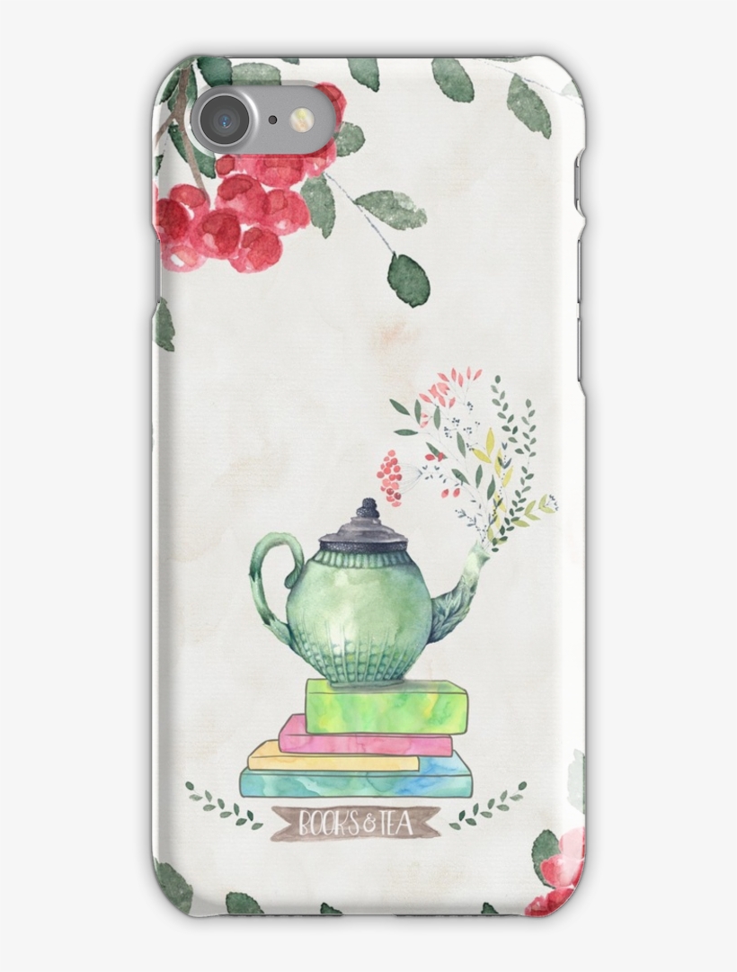 Books & Tea Watercolor Iphone 7 Snap Case - Books & Tea Watercolor Canvas Print - Small, transparent png #2205409