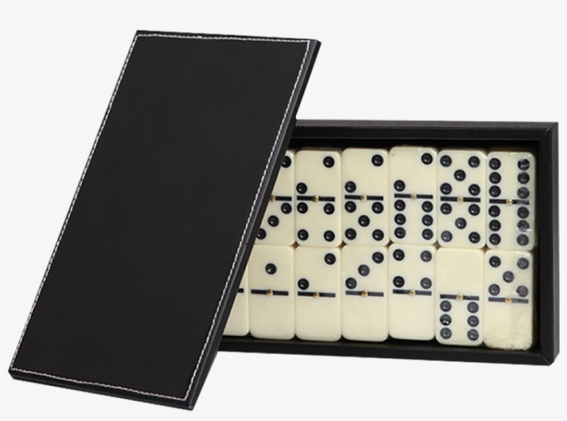Domino Set In Leather Box, Domino Set In Leather Box - Dominoes, transparent png #2206533