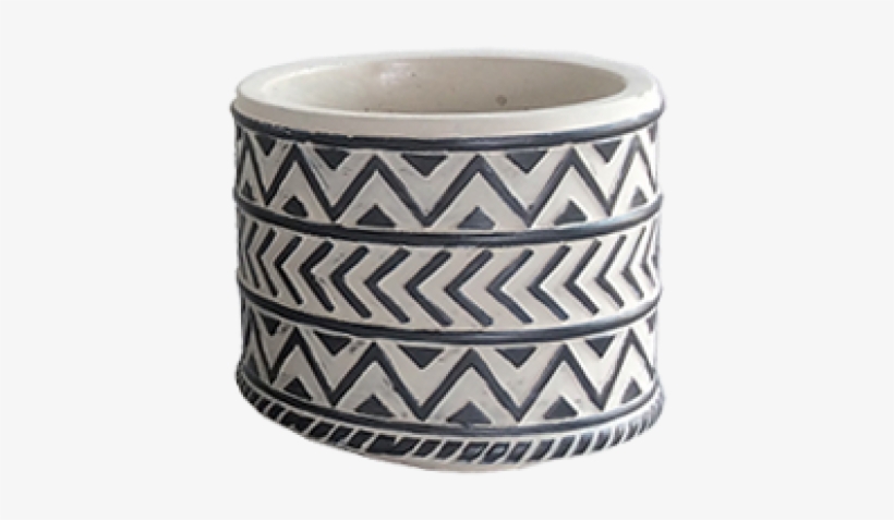 Pot White W Grey Tribal Pattern Sml 12cm - Home Coach, transparent png #2207378