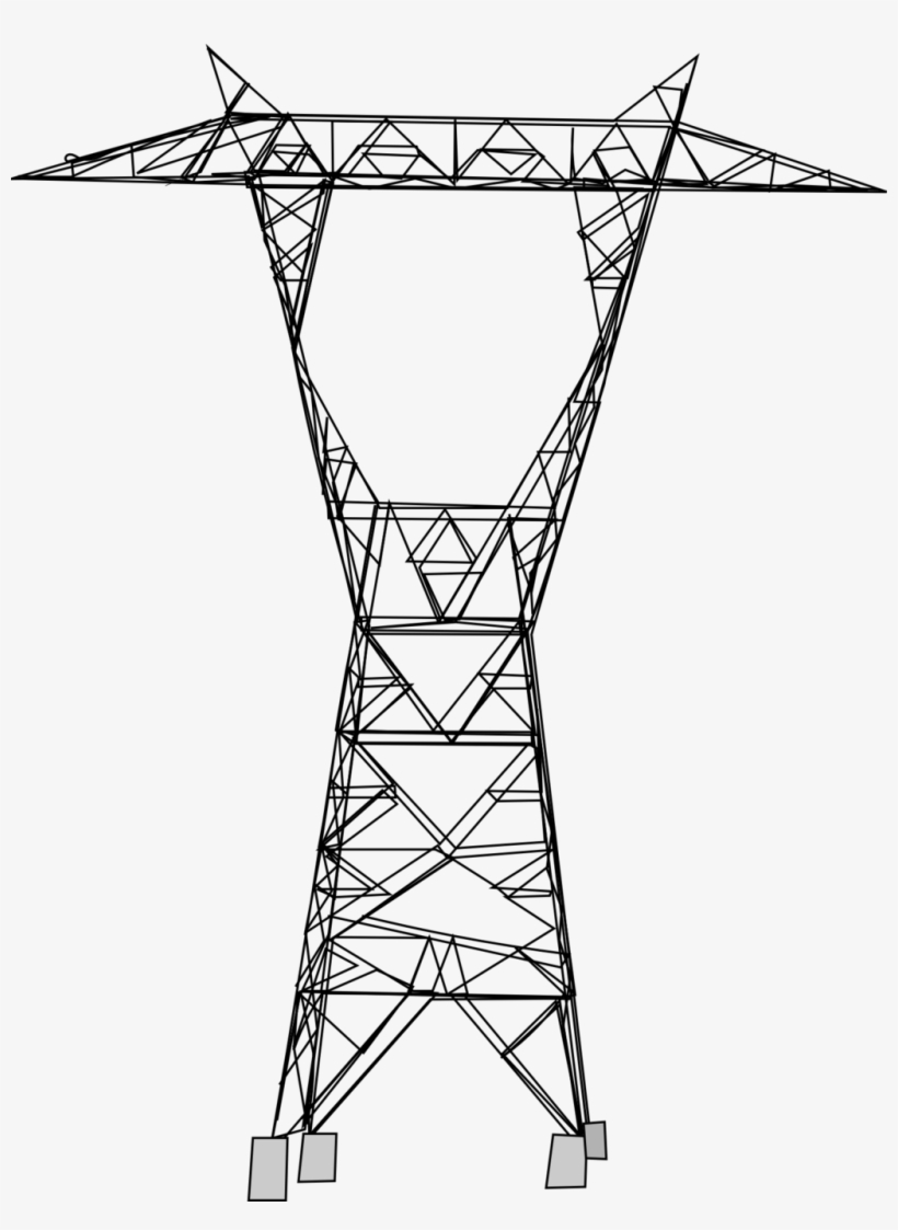 Tower Electric Power Overhead - Electric Tower Drawing, transparent png #2207681
