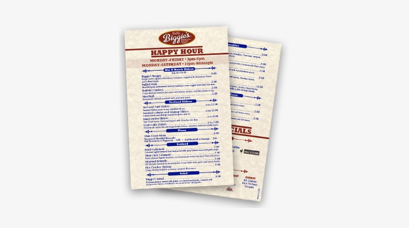 Menu-happy Hour - Biggies Clam Bar, transparent png #2208093