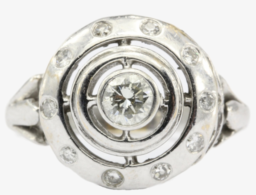 14k White Gold Concentric Circles Diamond Ring Size - Ring Size, transparent png #2208483