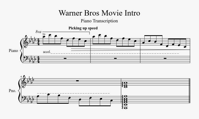 Warner Bros Movie Intro - Partition Piano Numb Linkin Park, transparent png #2208696