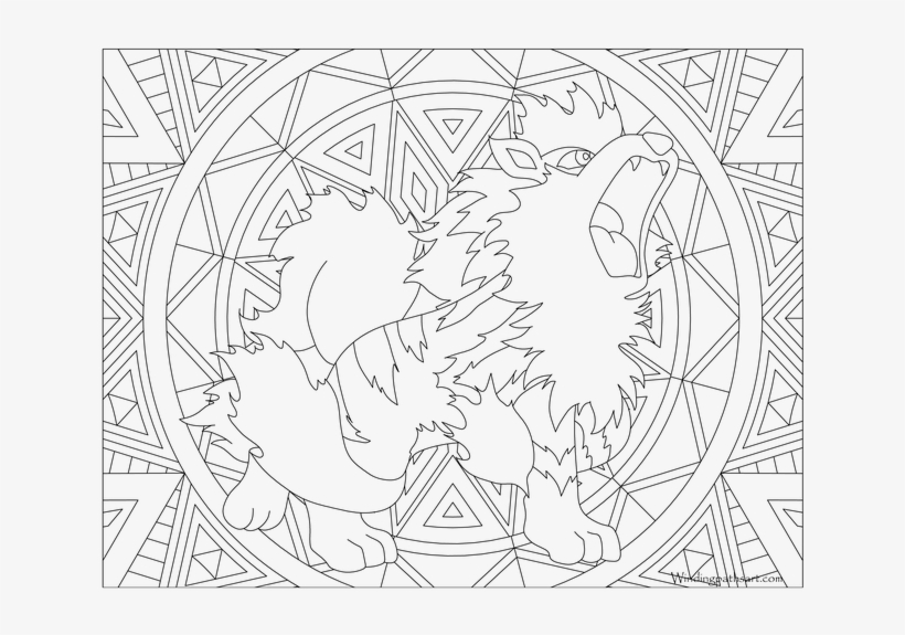 Pokemon Growlithe Coloring Pages - Mandala Pokemon Pikachu, transparent png #2213146