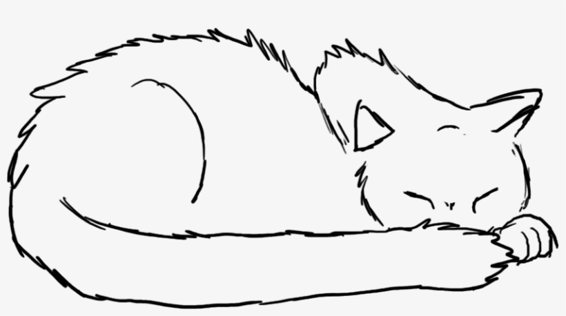 Sleeping Cat Drawing - Drawings Of Cats Sleeping, transparent png #2213636