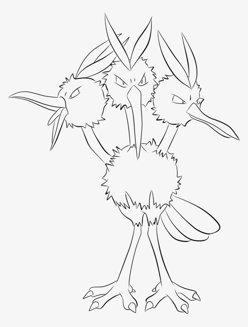 085 Dodrio Lineart By Lilly Gerbil On Lineart - Dodrio Lineart, transparent png #2214040