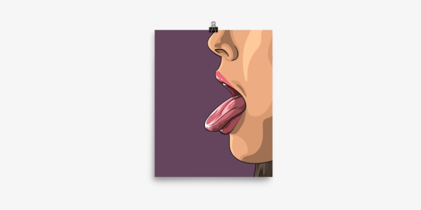 Printed Watercolour Hot Girl Poster Of A Sexy Woman - Tongue, transparent png #2214795