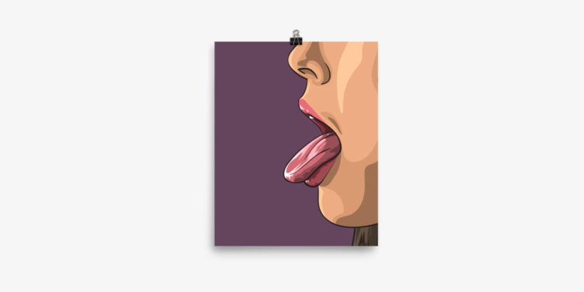 Printed Watercolour Hot Girl Poster Of A Sexy Woman - Tongue, transparent png #2214795