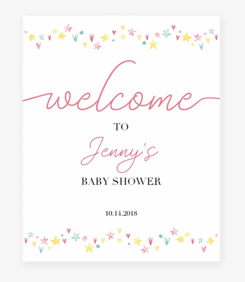Personalized Welcome Sign For Pink Baby Shower By Littlesizzle - Baby Shower, transparent png #2216012
