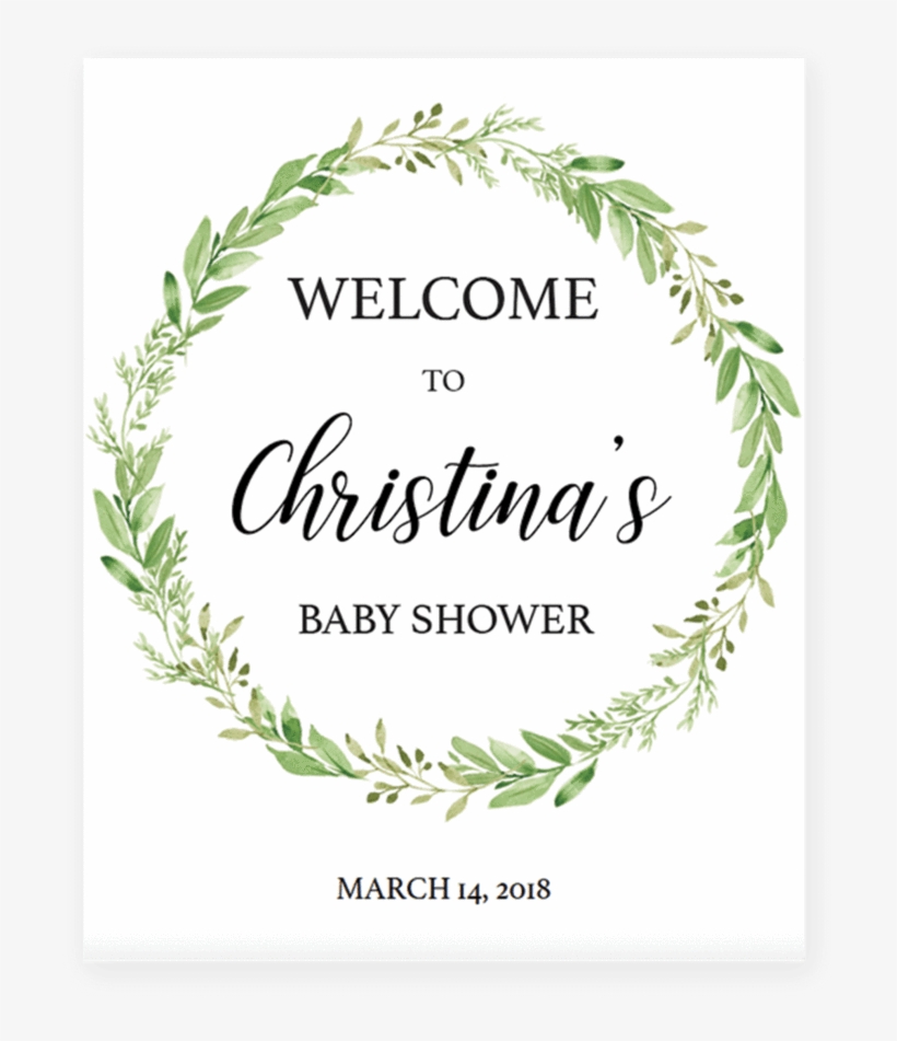 Green Wreath Welcome Sign Printable By Littlesizzle - Miniature Disc | Custom Name Necklace, transparent png #2216040