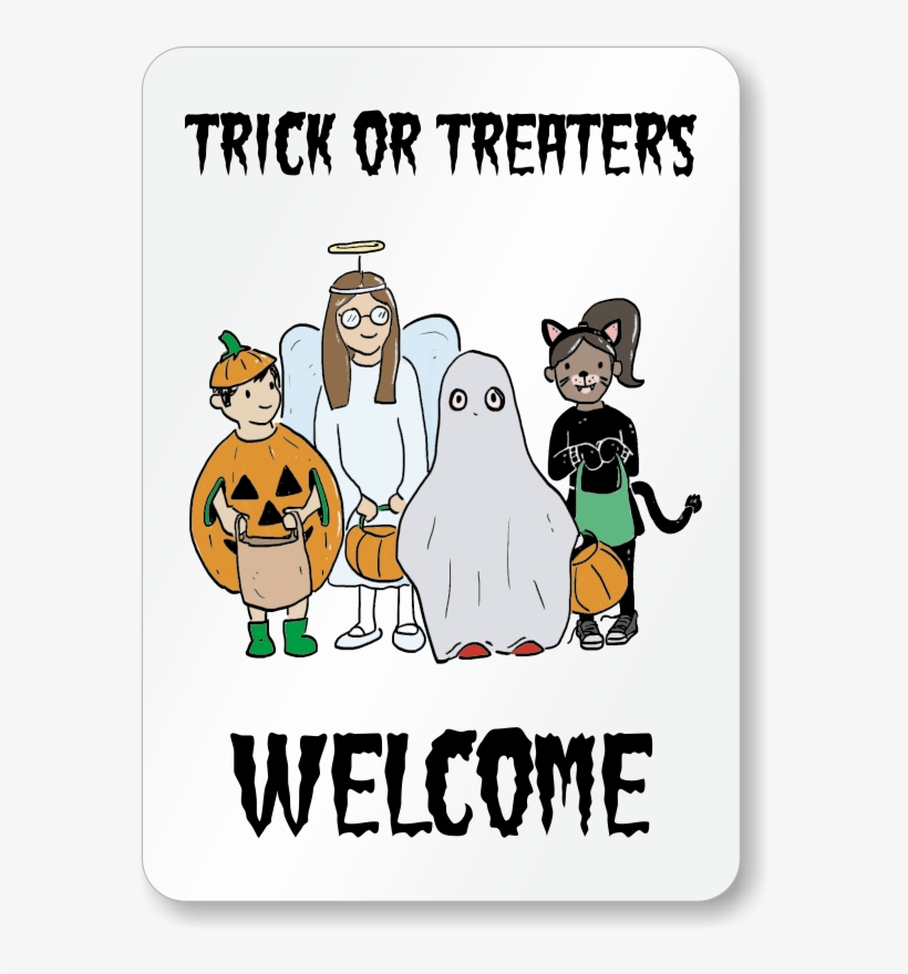 Halloween Trick Or Treaters Welcome Sign - Trick Or Treaters Welcome Door Sign, transparent png #2216284