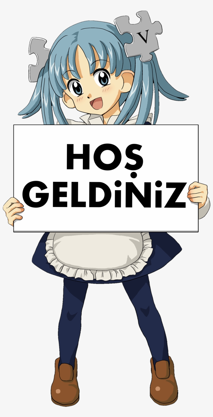 Wikipe Tan Holding A Welcome Sign Tr - Anime Girl Holding Sign, transparent png #2216560