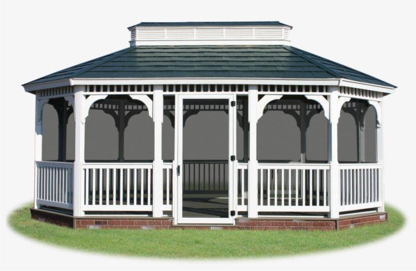 Screened In Vinyl Single Roof Oval Gazebo From Pine - Gazebo Kits, transparent png #2216813