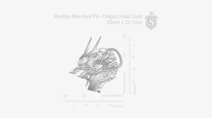 Mantisa Mae Apal Pin- Dragon Head Silver 30mm - Sketch, transparent png #2218091