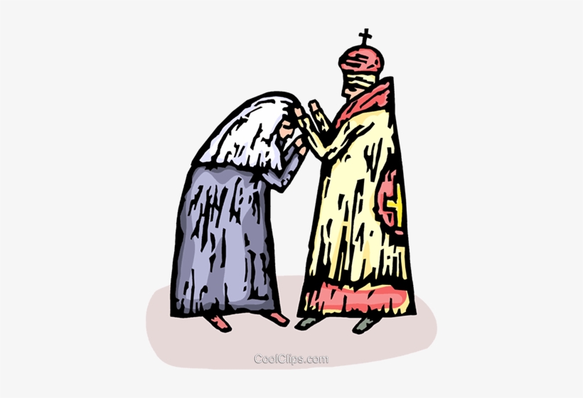 Priest Blessing A Woman Royalty Free Vector Clip Art - Clip Art, transparent png #2221266