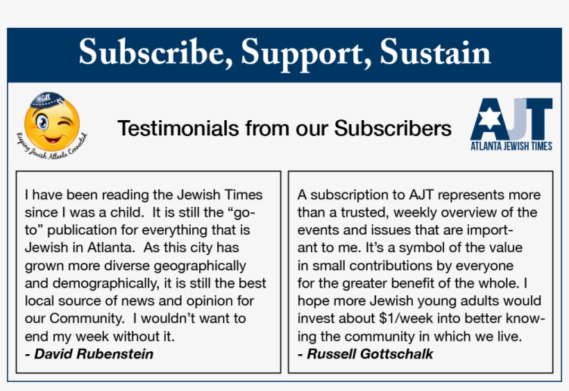 Subscribe, Support, Sustain - Atlanta Jewish Times, transparent png #2223469