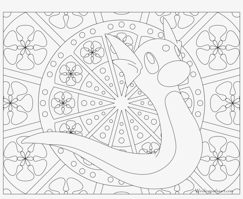 Dratini - Mandala Coloring Pages Pokemon Mew, transparent png #2223630