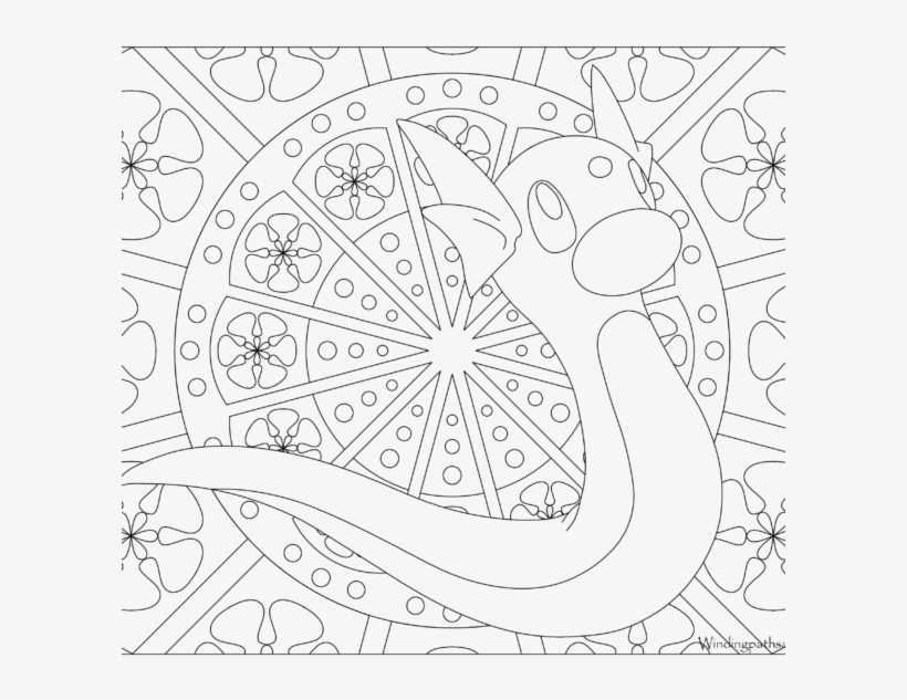 Adult Pokemon Coloring Page Dratini - Pokemon Adult Coloring Pages, transparent png #2223920