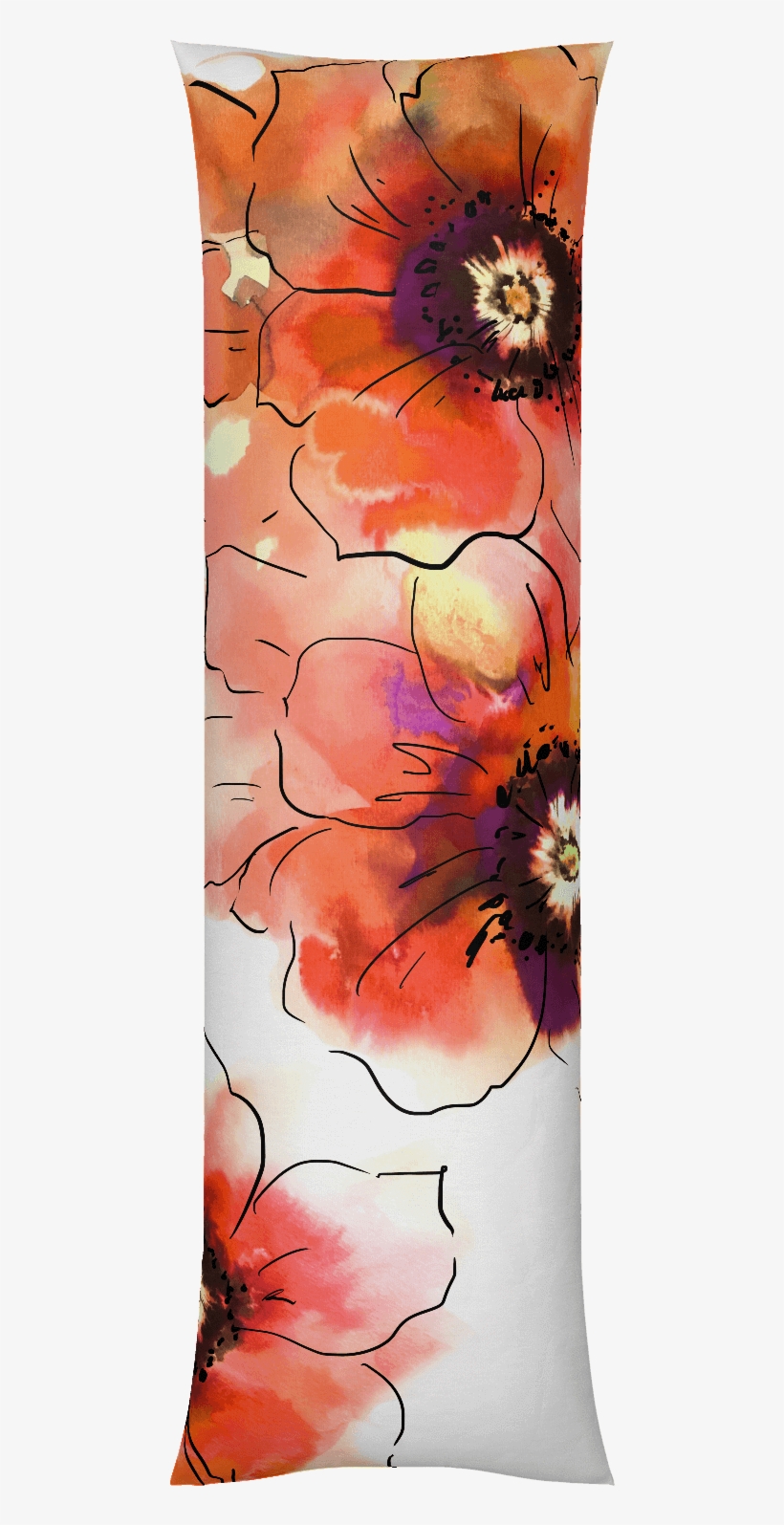 Anemone Orange Body Pillow - Cushion, transparent png #2224454