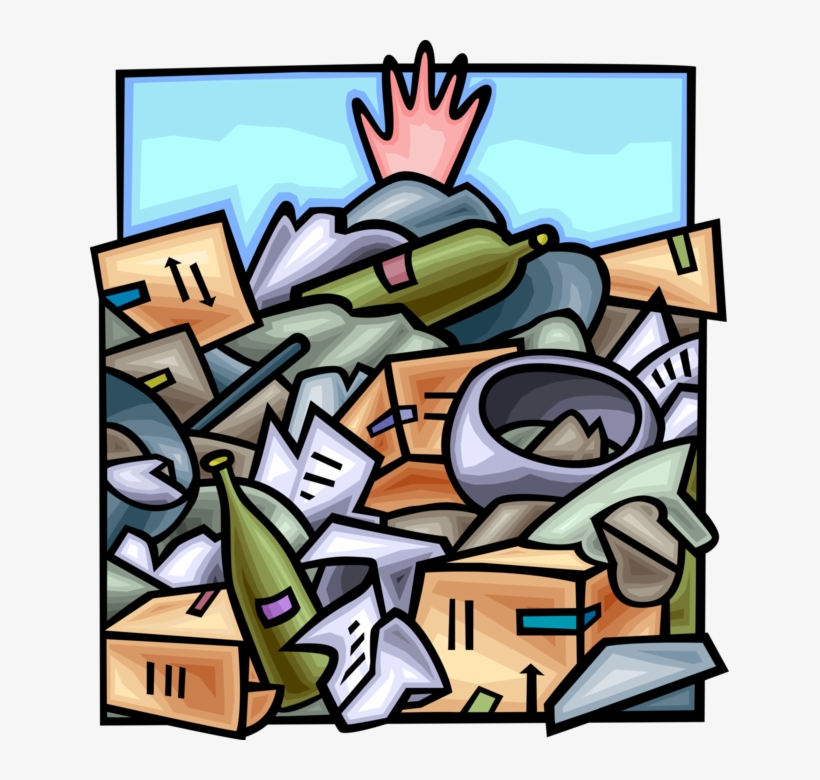 Vector Illustration Of Hand Buried Under Waste Dump - Environmentally Sound Management, transparent png #2226315