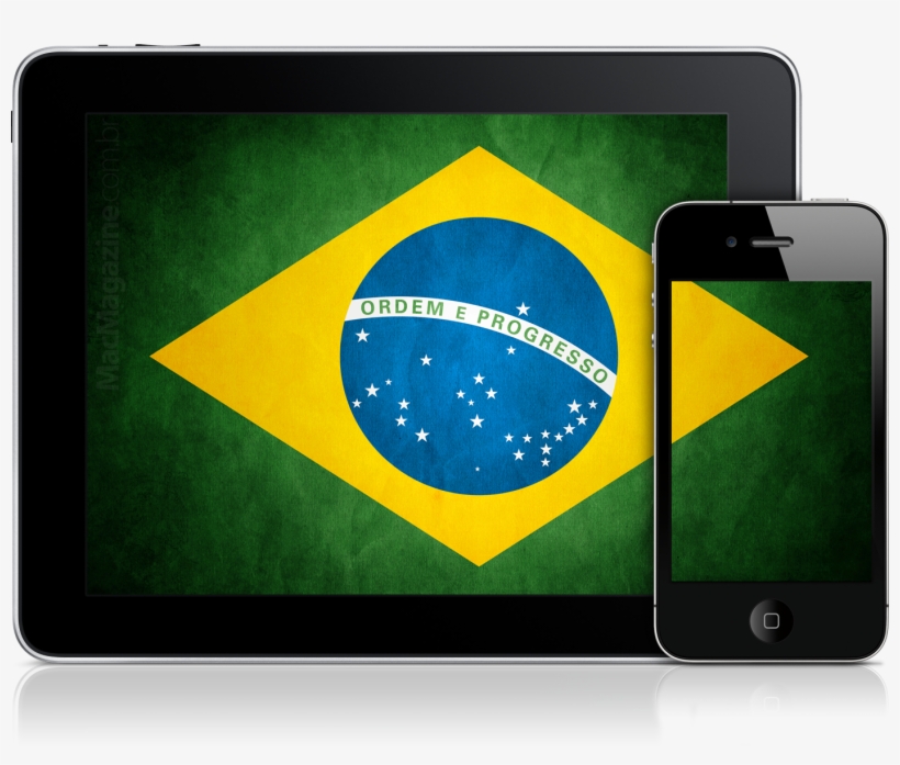 Ipad E Iphone 4 Com A Bandeira Do Brasil, transparent png #2229072