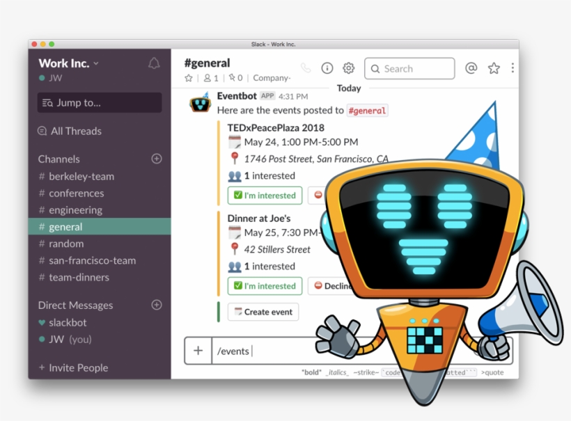 Create Events Within Slack - Slack Eventbot Calendar, transparent png #2232903